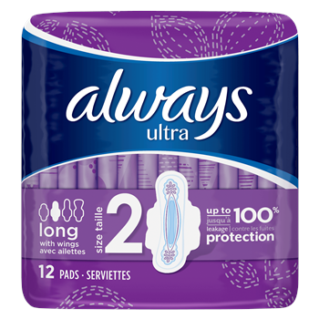 Ultra Long (Size 2) Sanitary Towels With Wings 12 pads