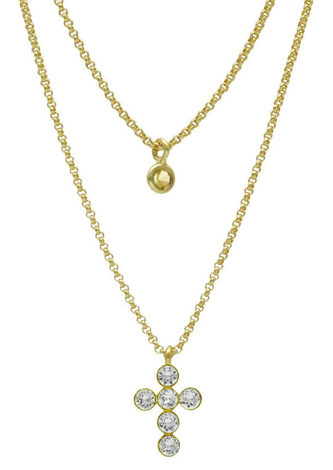 Provence Layering cross light silk necklace Gold