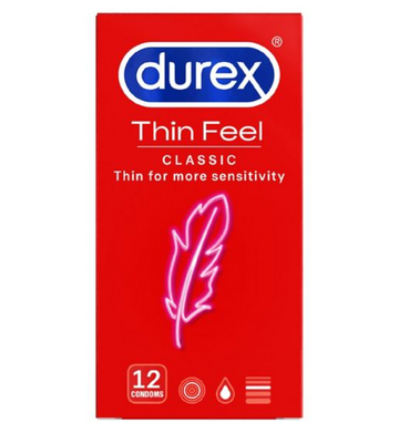 Durex Classic Thin Feel For More Sensitivity 12 Pack